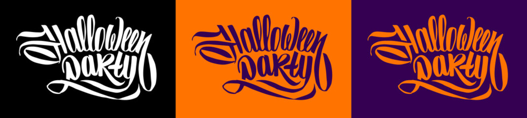 Halloween Party vector hand made brush lettering. Holiday calligraphy title for banner, poster, greeting card, party invitation.