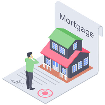 
Isometric icon design of mortgage loan 
