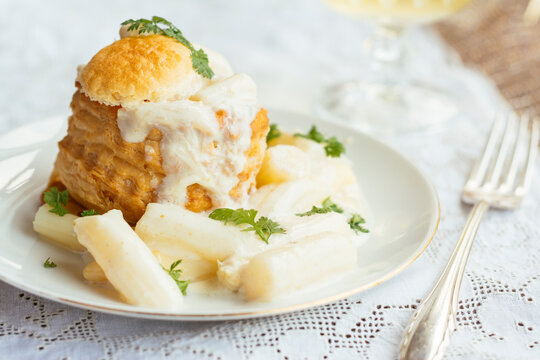 Puff Pastry Shells with Creamy Asparagus and Chervil