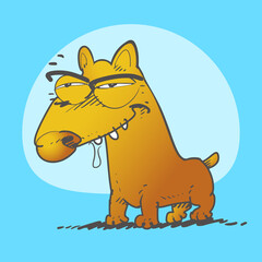 insidious dog cartoon, funny vector illustration.