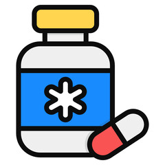 Obraz premium Pills jar vector in editable flat style 