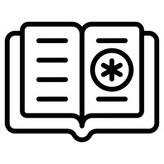 
Open book with medical sign, medical book icon
