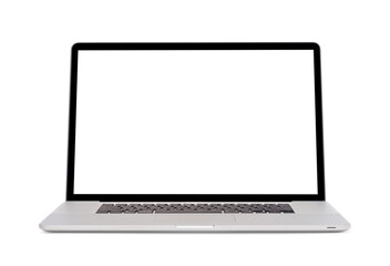 Modern slim design laptop with blank screen, Aluminum material, isolated on white background with clipping path