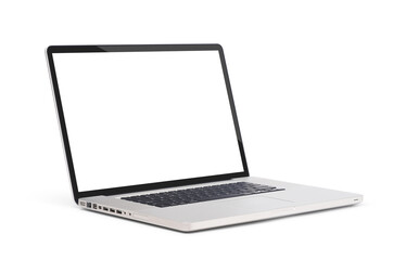 Modern laptop with aluminum material, isolated on white background. clipping path