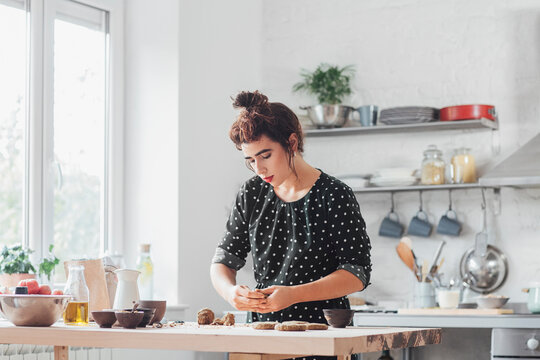 Woman Cook Shaping Dought