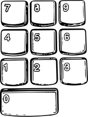 set of black and white buttons with numbers of key board as vector