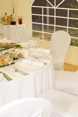 Banquet table for a holiday with festive dishes