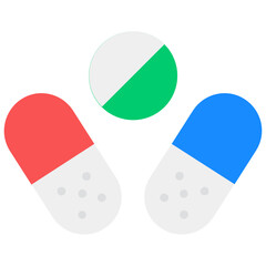 
A medical pills icon, flat style of capsules with pill
