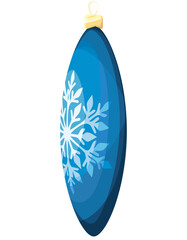 Christmas tree toy with snowflake. Festive decor in cartoon style.