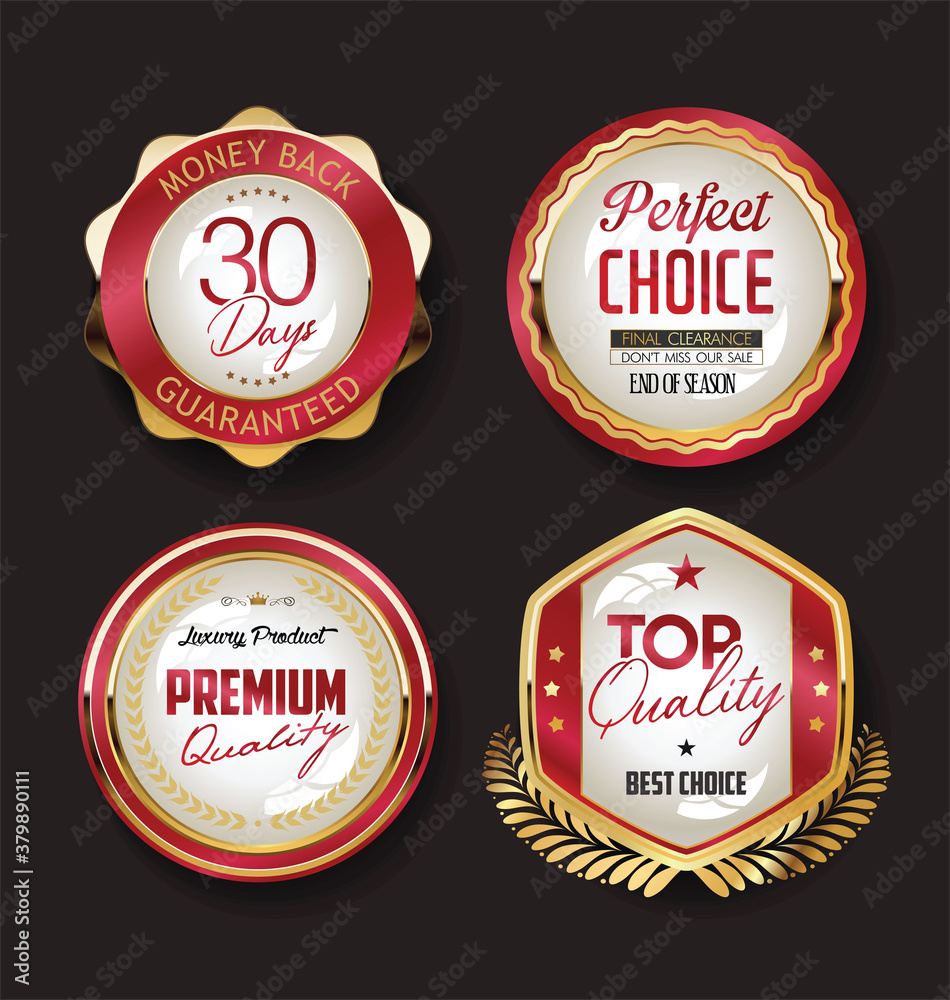 Canvas Prints retro vintage golden badges labels and ribbons