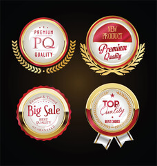 Retro vintage golden badges labels and ribbons 