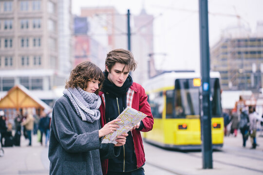 Young couple exploring the city
