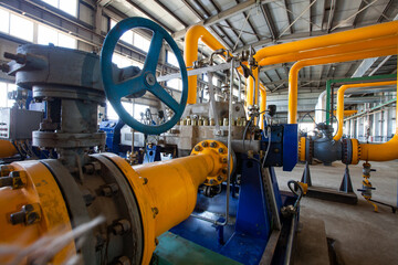 Aktobe region/Kazakhstan - May 04 2012: Oil refinery plant. Gas power station. Interior and equipment. Generator machine..