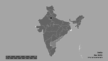 Location of Andhra Pradesh, state of India,. Bilevel