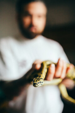 Man holding a python
