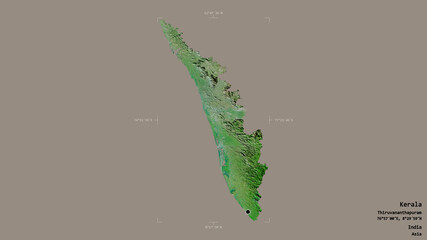 Kerala - India. Bounding box. Satellite