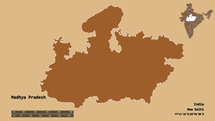 Madhya Pradesh, state of India, zoomed. Pattern