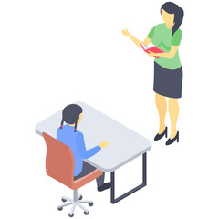 
Student classroom vector in isometric design 
