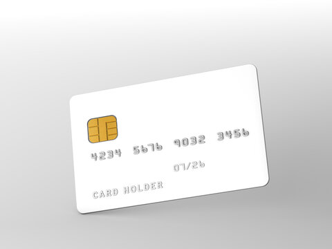 Credit card mockup over gray background. 3d render
