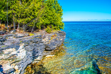 Cave Point Country Park at Door County in Wisconsin