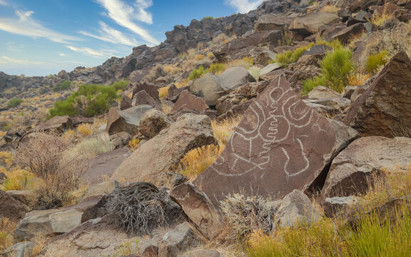 STOREY COUNTY, NEVADA, UNITED STATES - Sep 16, 2020: Lagomarsino Petroglyph Site.