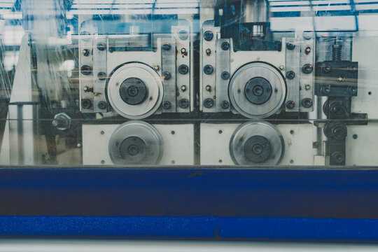 Semi-auto machines in metalworking workshop