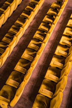 Golden cinema or theatre empty seats