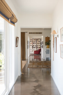 Light and bright entrance hall to library room in luxury country home