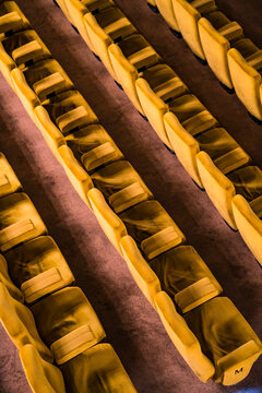 Golden cinema or theatre empty seats
