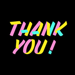 Thank you brush sign paint lettering on black background. Thanks in english language design  templates for greeting cards, overlays, posters