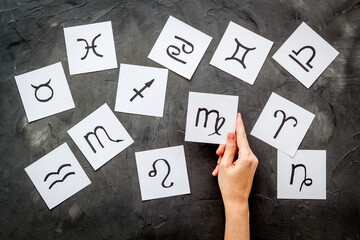 Horoscope astrology concept. Zodiac signs, top view