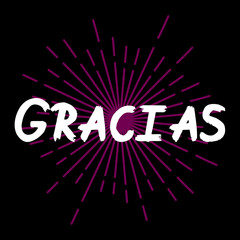 Gracias brush paint hand drawn lettering on black background. Thanks in spanish language design  templates for greeting cards, overlays, posters