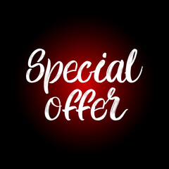 Special Offer brush hand drawn paint on black background. Design lettering templates for greeting cards, overlays, posters