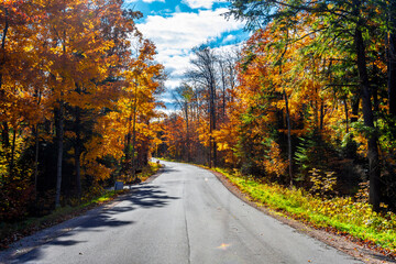 A Road at Autumn in Door County of Wisconsin
