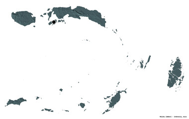 Fototapeta premium Maluku, province of Indonesia, on white. Administrative