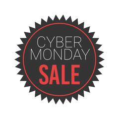 Cyber monday black sale round starburst sticker.