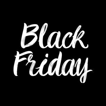 Black Friday brush hand drawn paint on black background. Design lettering templates for greeting cards, overlays, posters