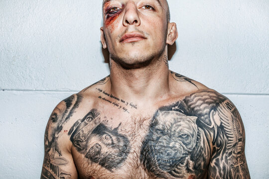 injuries, eye bruise, fight, fighter, tattoo, attitude,