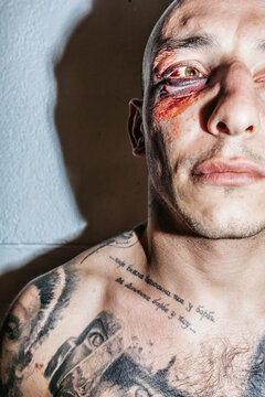 injuries, eye bruise, fight, fighter, tattoo, attitude,