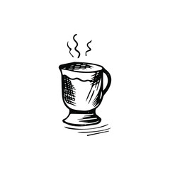 Hand-drawn cup of coffee.
Vector illustration in a graphic style.