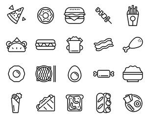 simple set of food vector, such as pizza, donut, burger,noodle and breakfast.