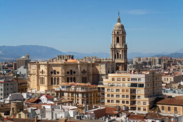 Fototapeta na wymiar Malaga, Spain: view on the cathedral from the Alcazaba