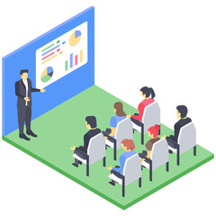Obraz premium Isometric design of business training icon. 