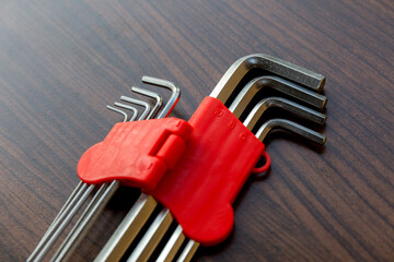 A set of allen, hex keys,Allen key or Hexagonal key also called inbus lock is a key used to install...