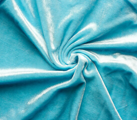 blue velor fabric twisted, top view, garment fabric