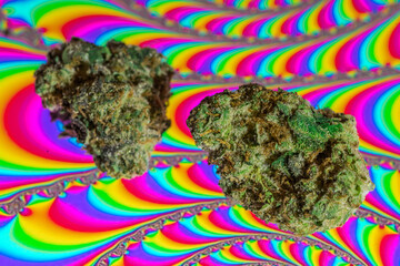 Marijuana Buds with Trippy Background