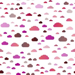 Light Purple, Pink vector seamless cover with clouds. Illustration in abstract style with colorful clouds. Design for textile, fabric, wallpapers.