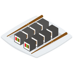 
Sushi icon in isometric vector 
