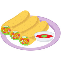 
Spring roll icon in isometric design 
