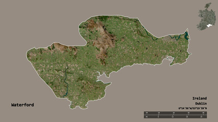 Waterford, county of Ireland, zoomed. Satellite